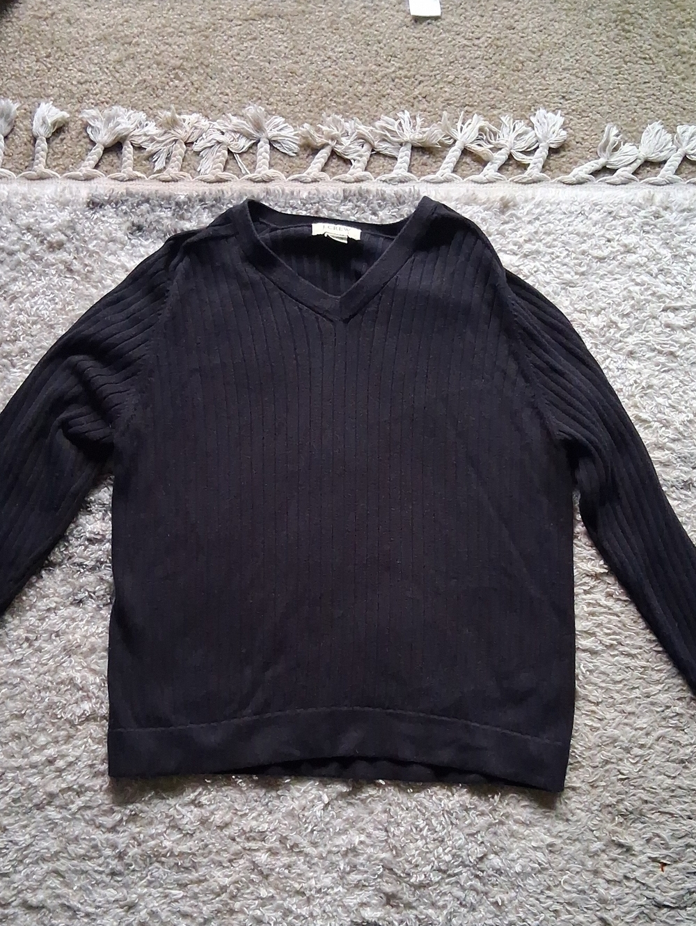 J Crew Classic Blue V-Neck Ribbed Women's Sweater